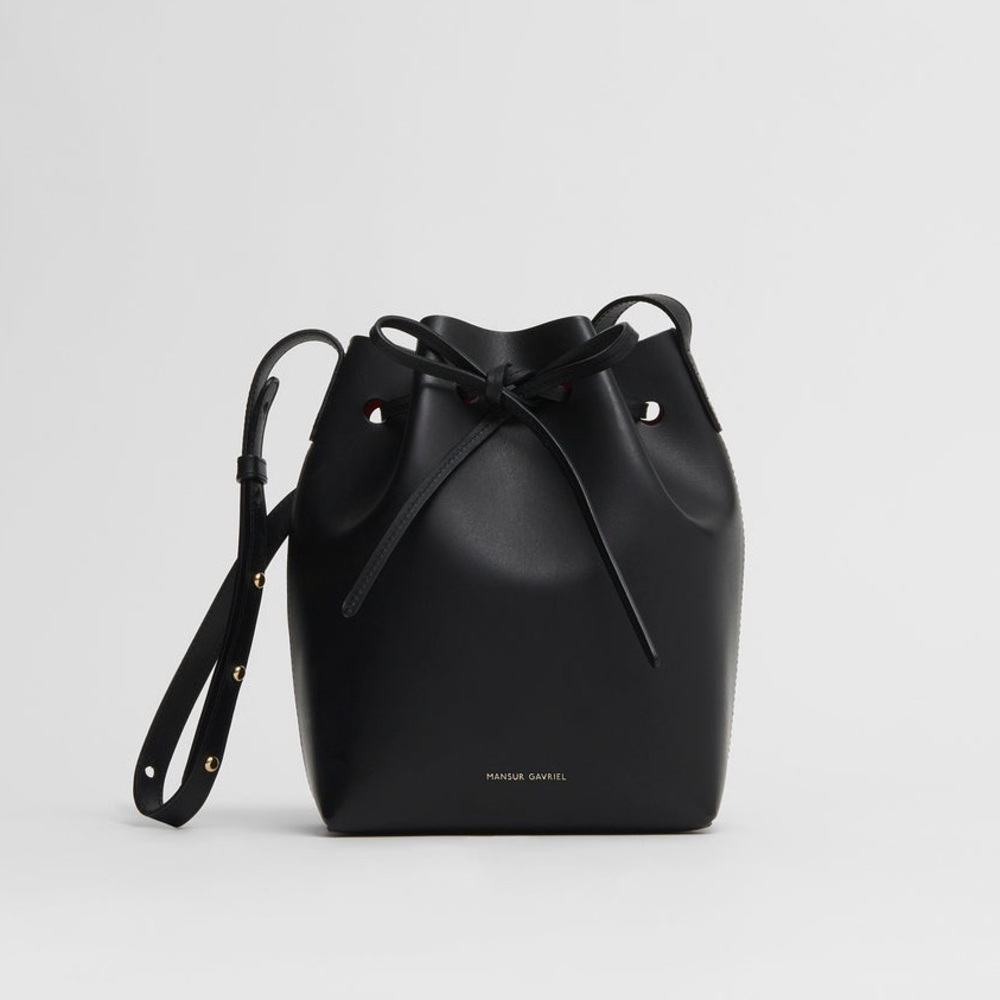 Mansur Gavriel Black and Red Mini Bucket Bag
